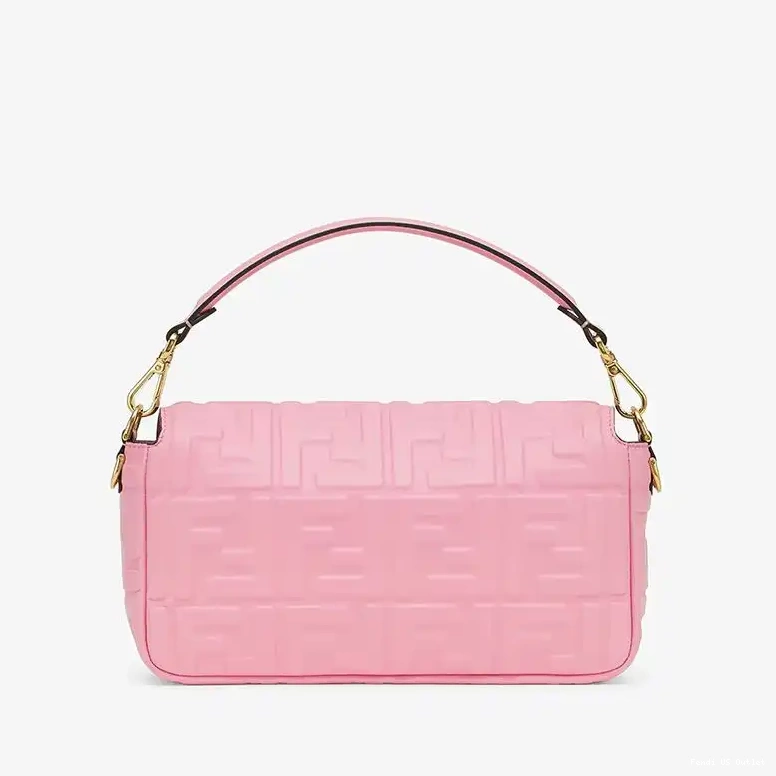 Cheap HOT FF In Fendi Bag Pink Medium Baguette Nappa Leather Motif 0612